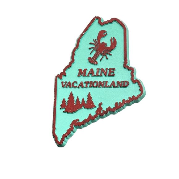 Maine State Outline Refrigerator Magnet Vintage Vacationland Lobster Souvenir - Picture 3 of 6